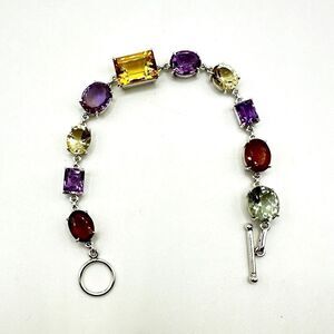 NWOT 7" Multi-gemstone and solid sterling silver bracelet!